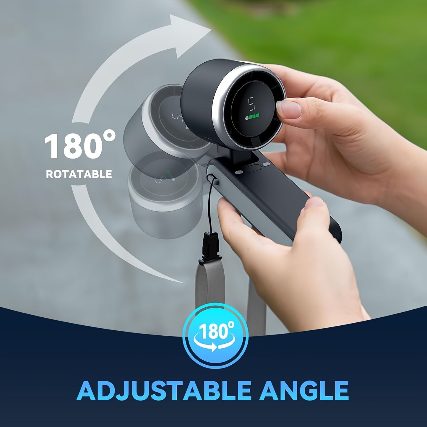 Portable Foldable Handheld Fan – USB Rechargeable, 5-Speed, Long Battery Life (3600mAh)