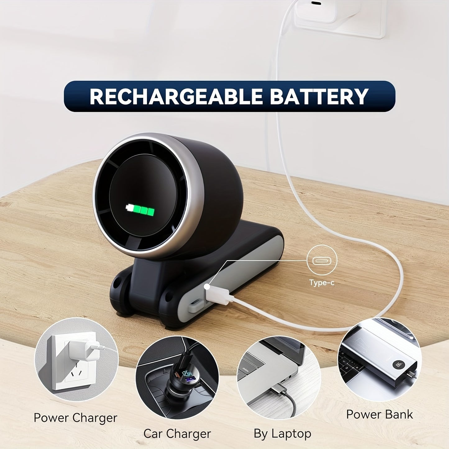 Portable Foldable Handheld Fan – USB Rechargeable, 5-Speed, Long Battery Life (3600mAh)