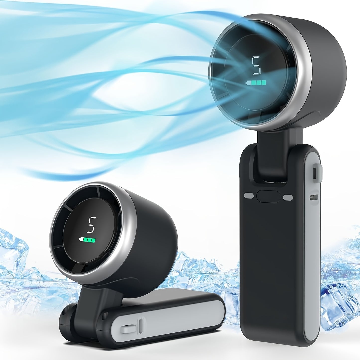 Portable Foldable Handheld Fan – USB Rechargeable, 5-Speed, Long Battery Life (3600mAh)