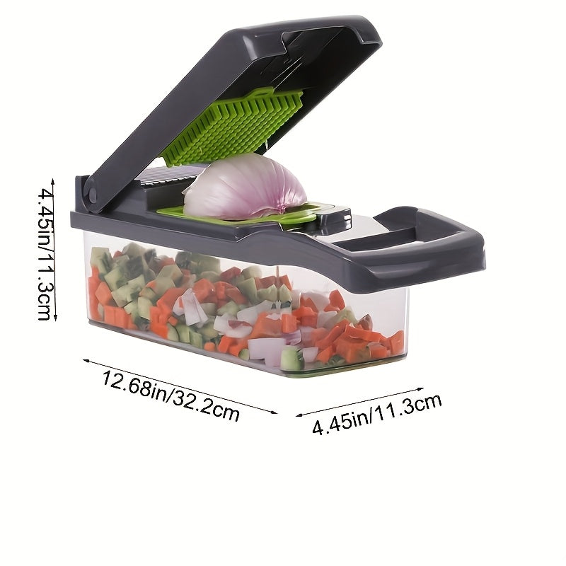 Romeoo 16-in-1 Multi-Purpose Vegetable Slicer & Dicer Set – Manual Food Processor with Container & 8 Blades