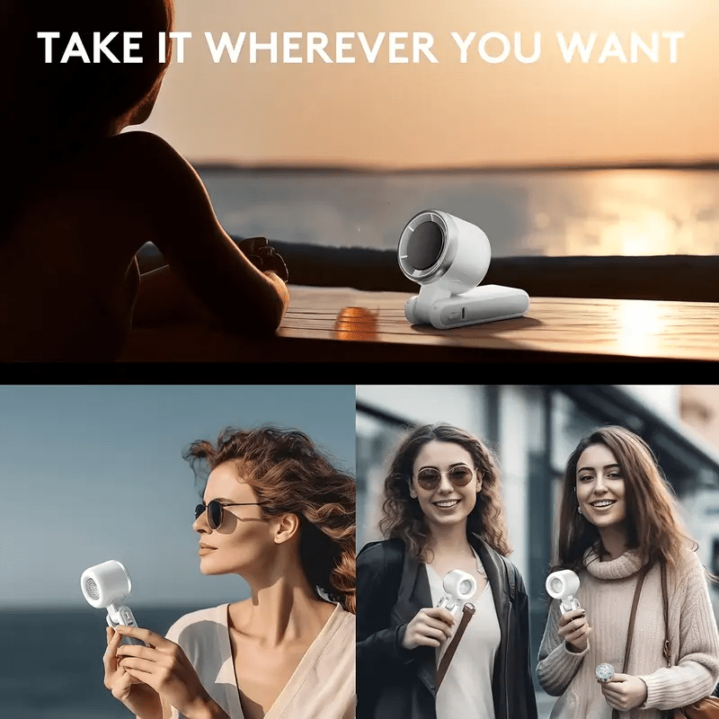 3-in-1 Portable Turbine Mini Fan – Handheld, Desk & Neck Fan